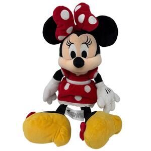 Disney Minnie Mouse Plush Doll Stuffed Animal Red Polka Dot Dress 18 Inch Toy